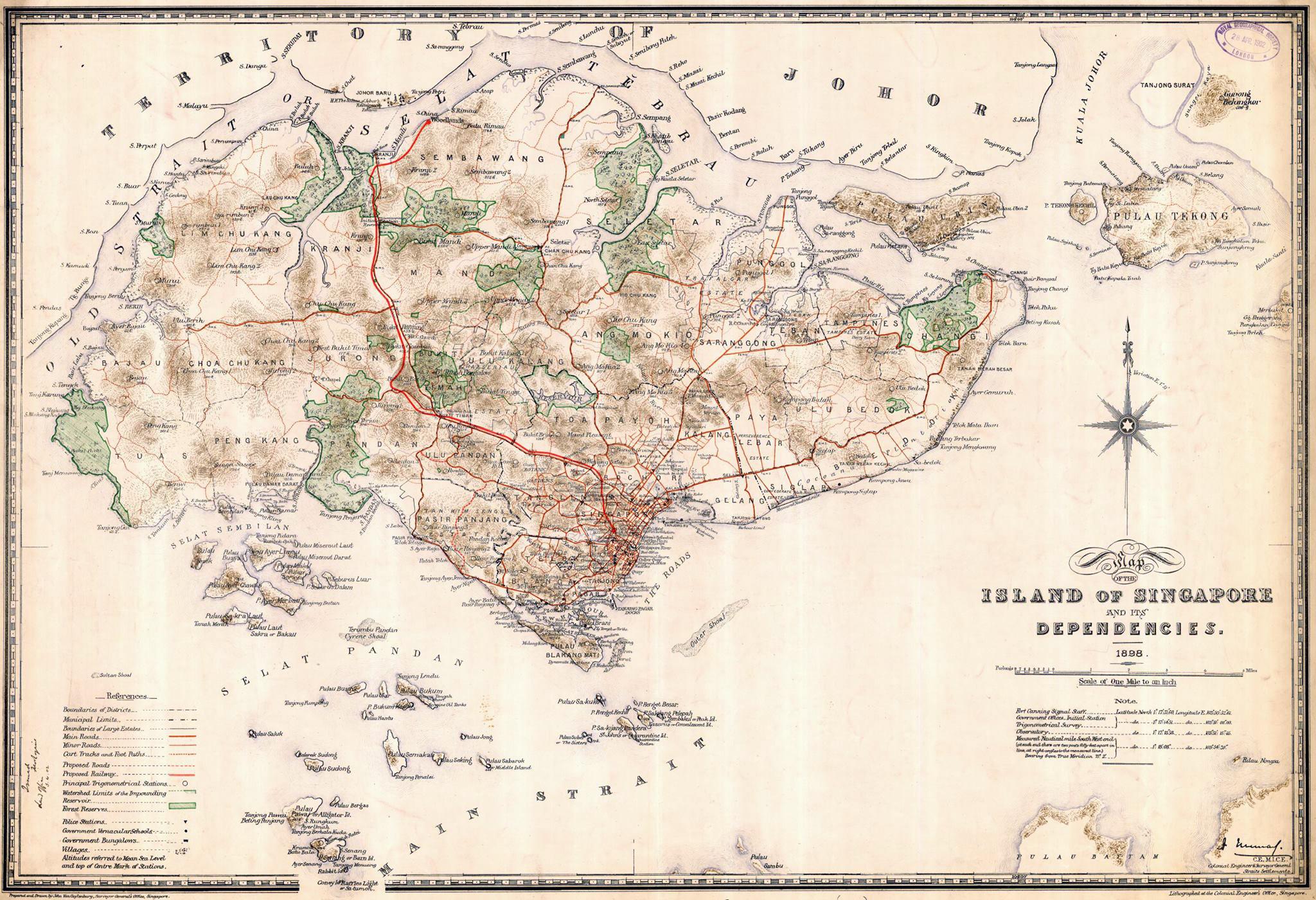 Map of Singapore old: historical and vintage map of Singapore
